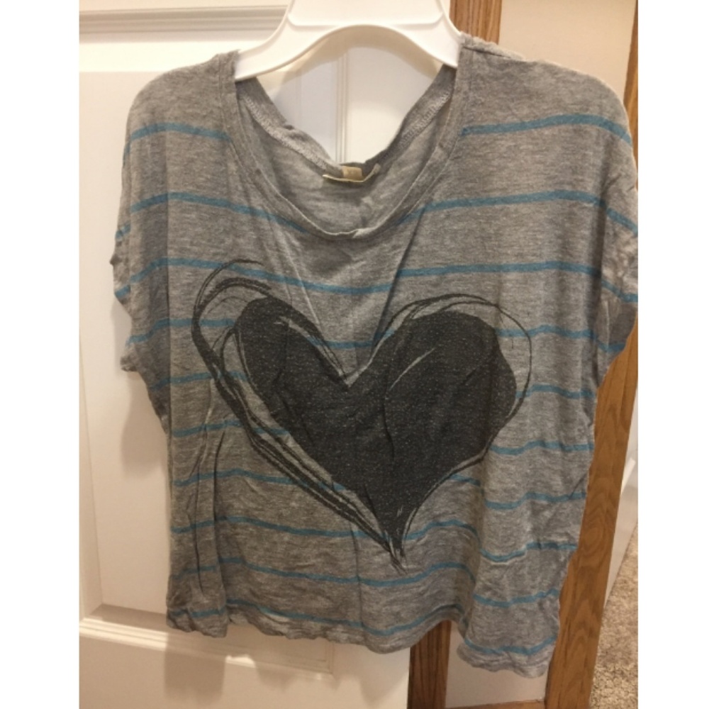Delia's Striped heart print dolman soft top